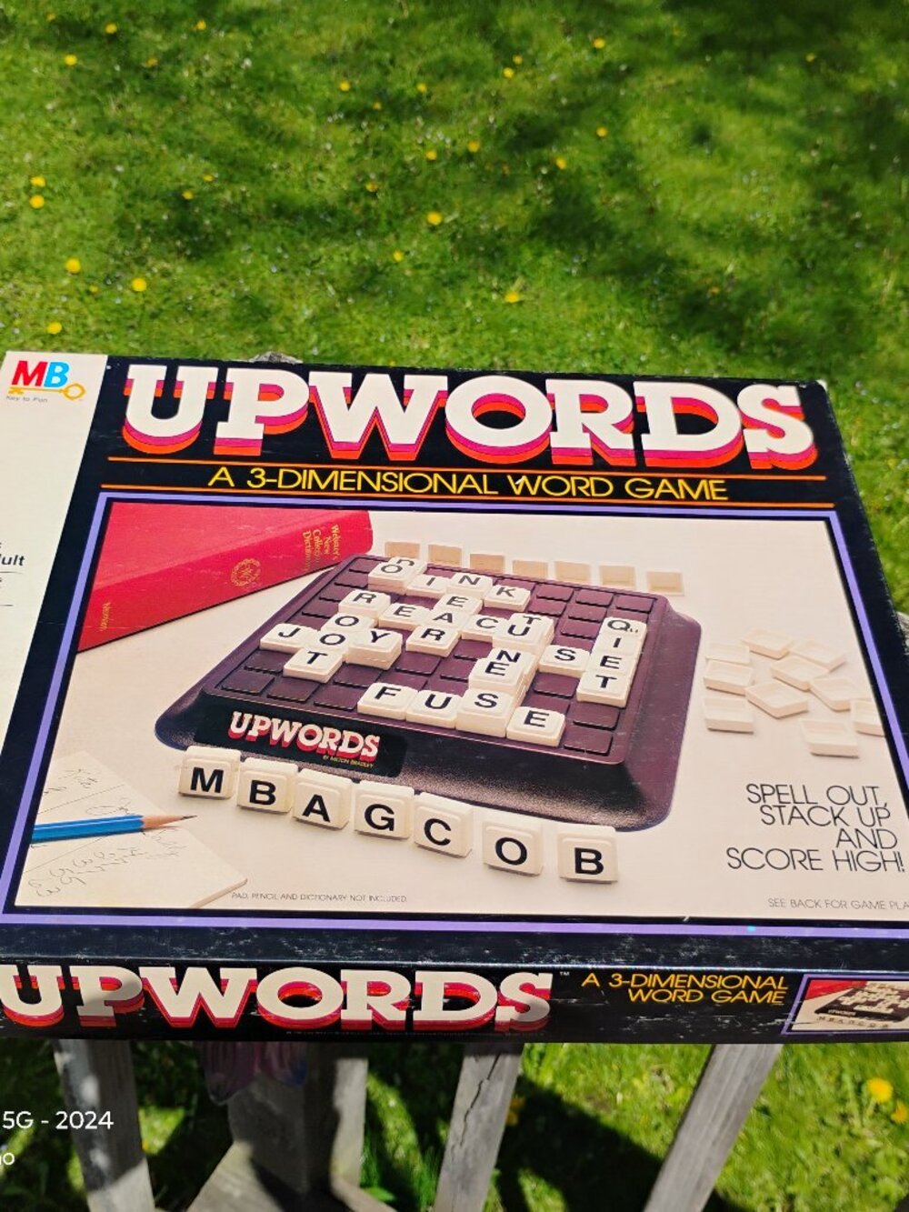 Upwords 3D word game vtg plastic board 2-4 players by Milton Bradley dated 1983